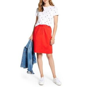 1901 women's Stretch Cotton red Skirt knee length size M $110